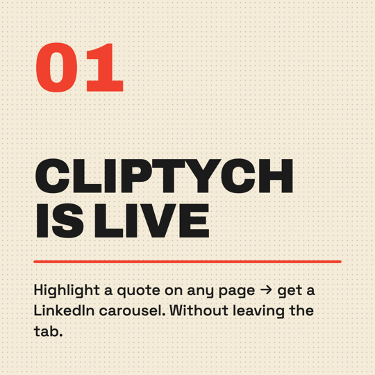 The launch post — slide 1 of 7